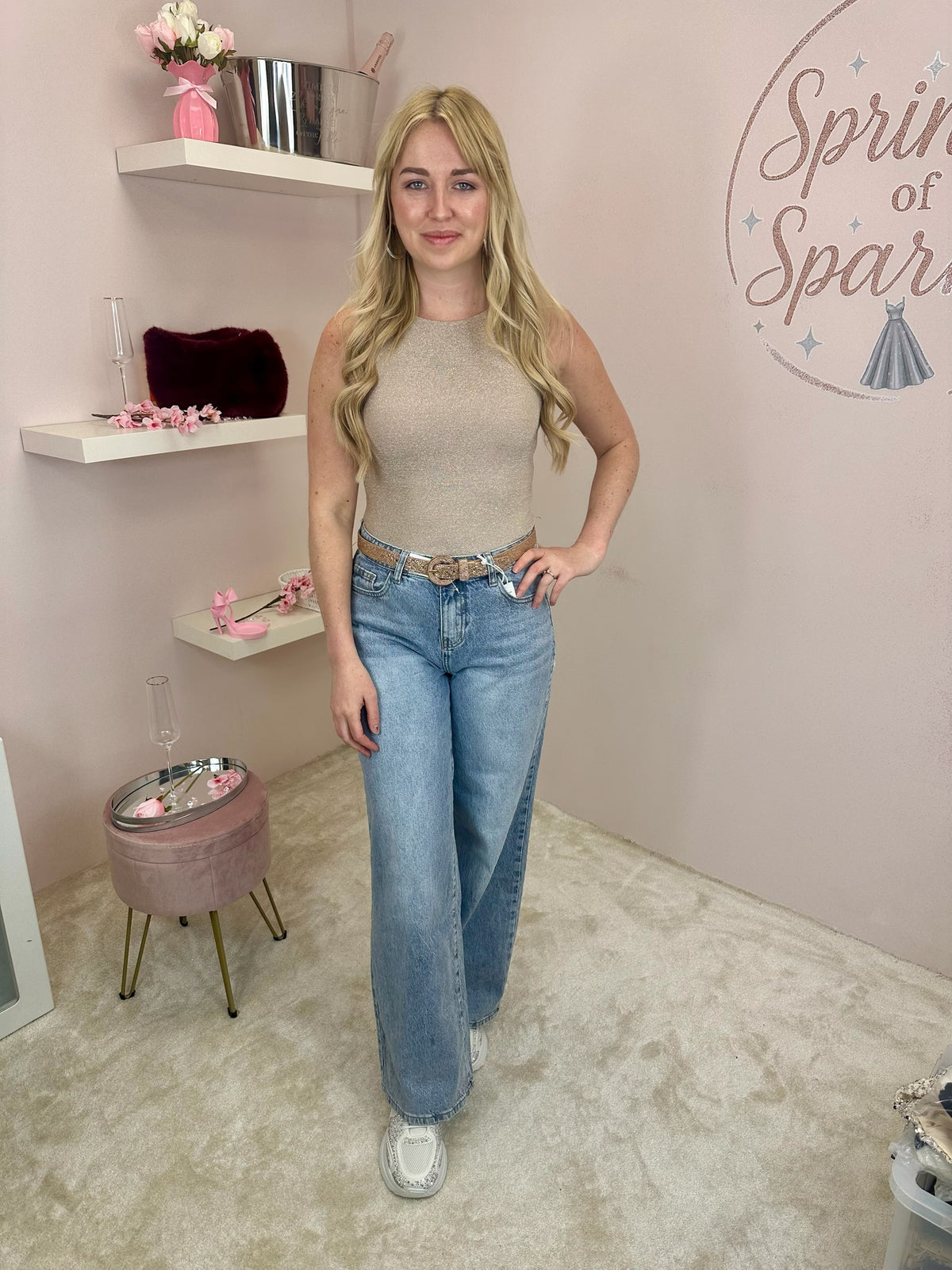 Shimmer Lurex Sleeveless Bodysuit