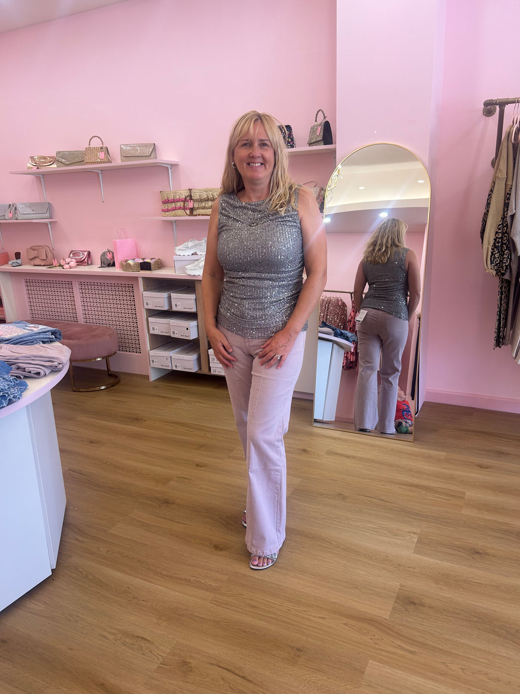 Ruched Sequin Top