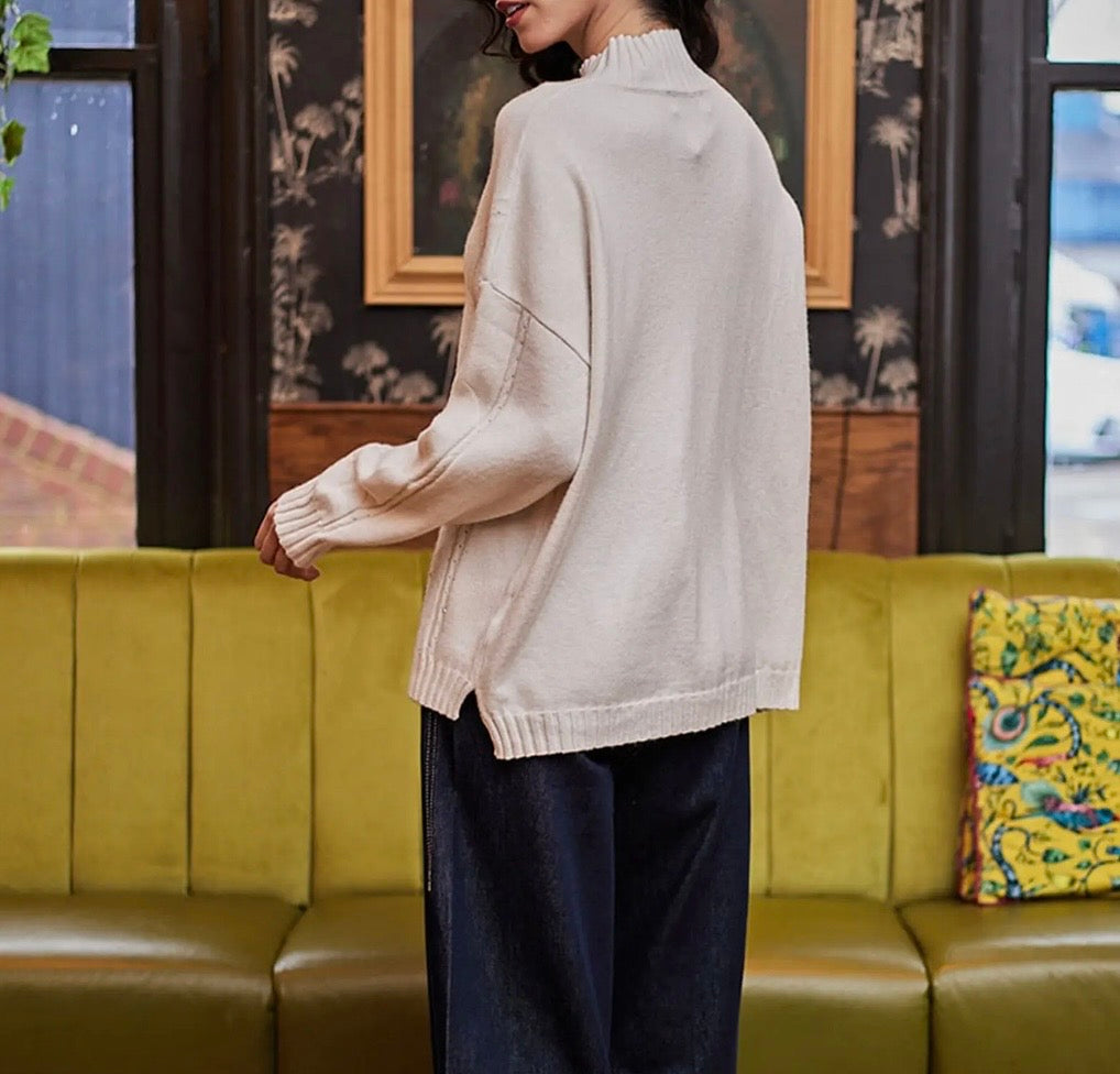 Cream Cable Knit Embellished Jumper