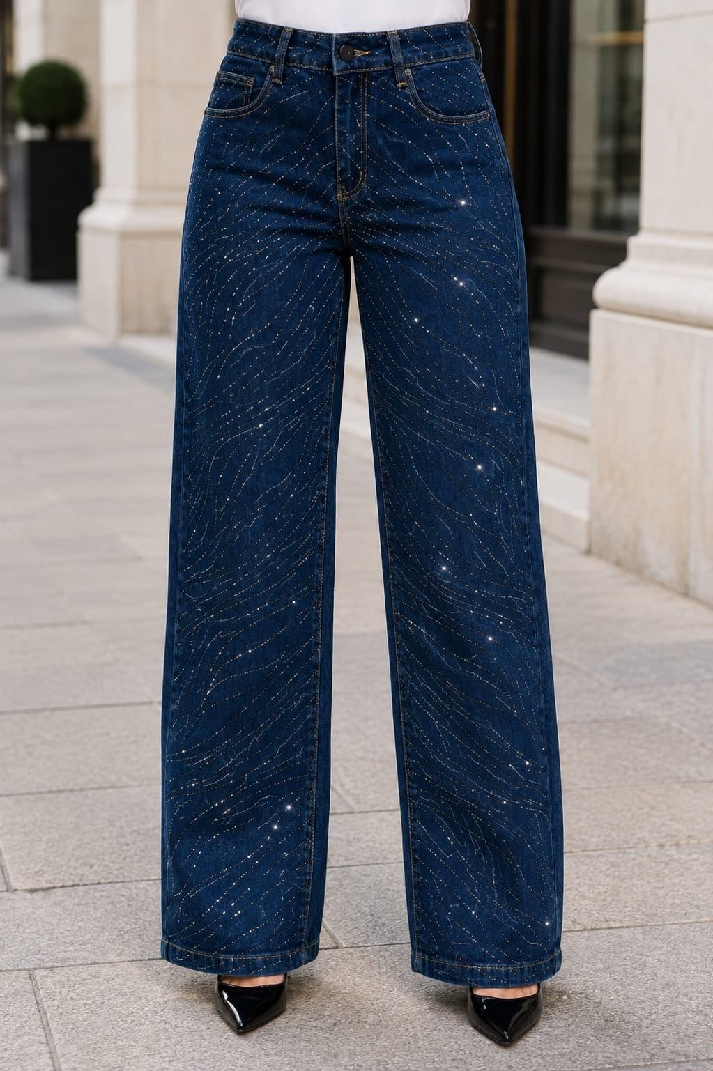 Sparkle Front Wide Leg Jean