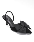 Black Slingback Bow Kitten Heels