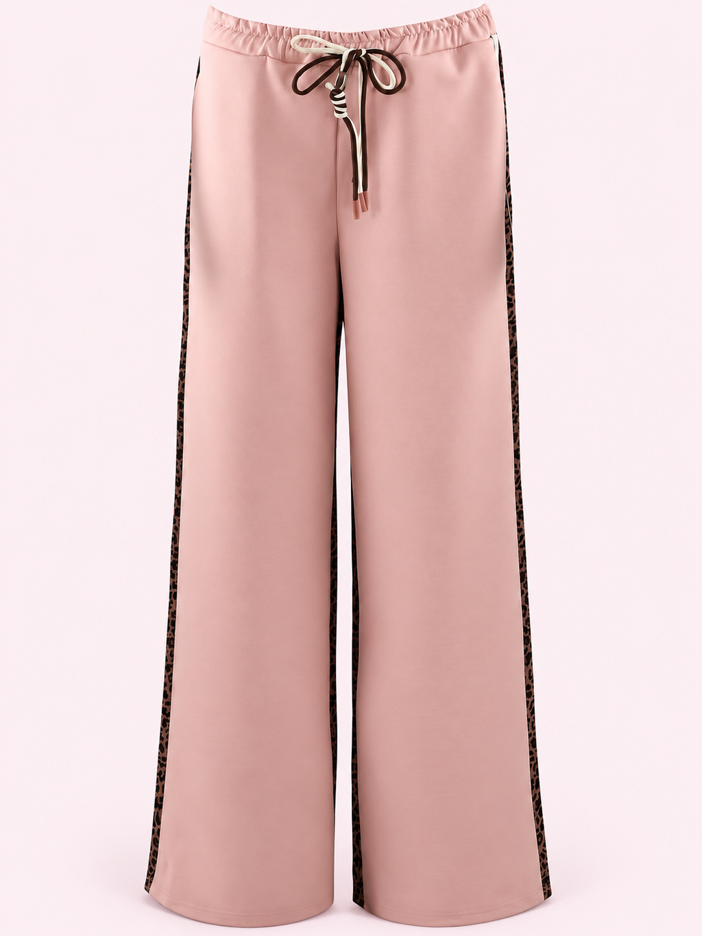 Dusky Pink Half Leopard Print Jogger with Stripe