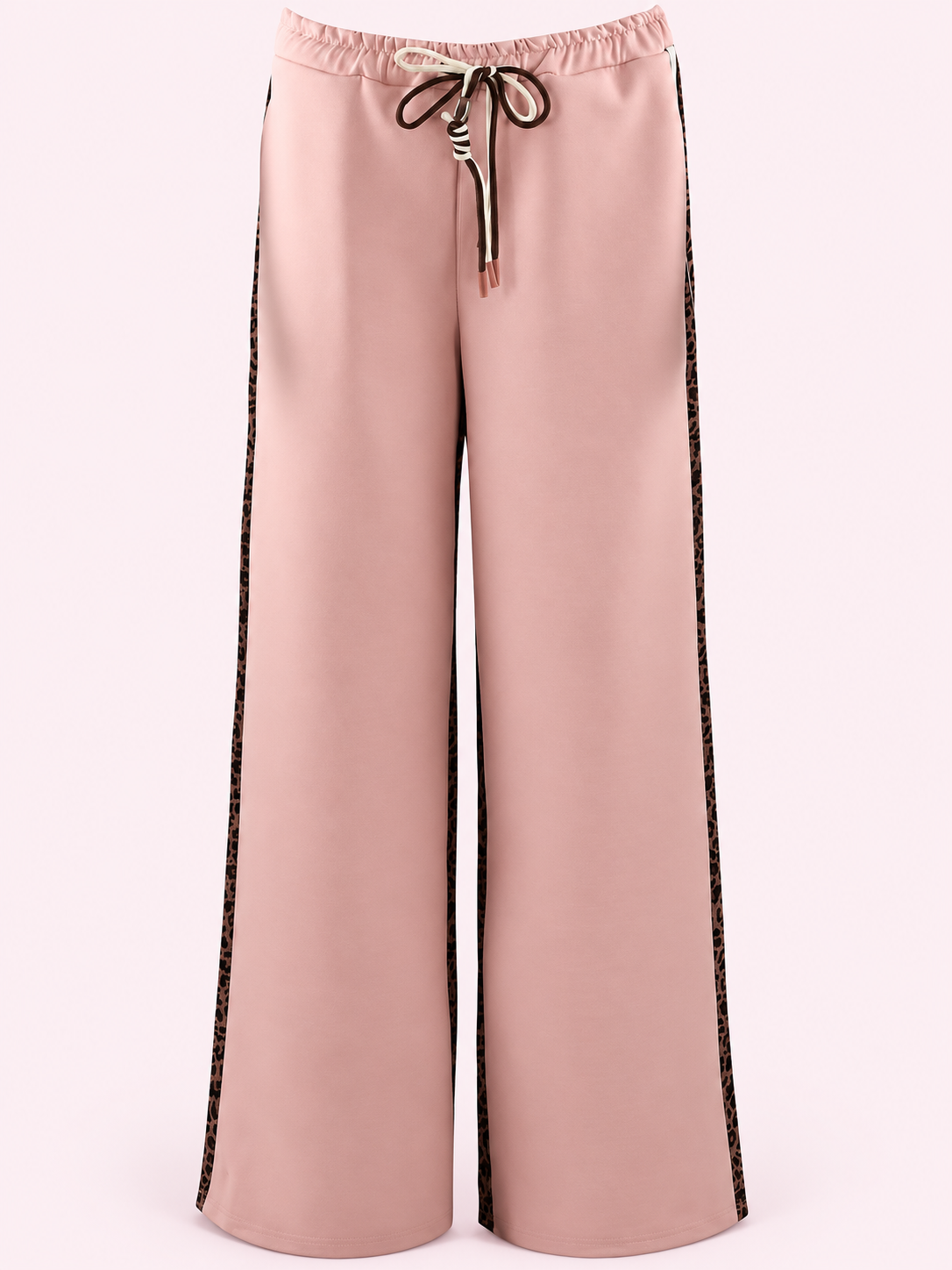 Dusky Pink Half Leopard Print Jogger with Stripe