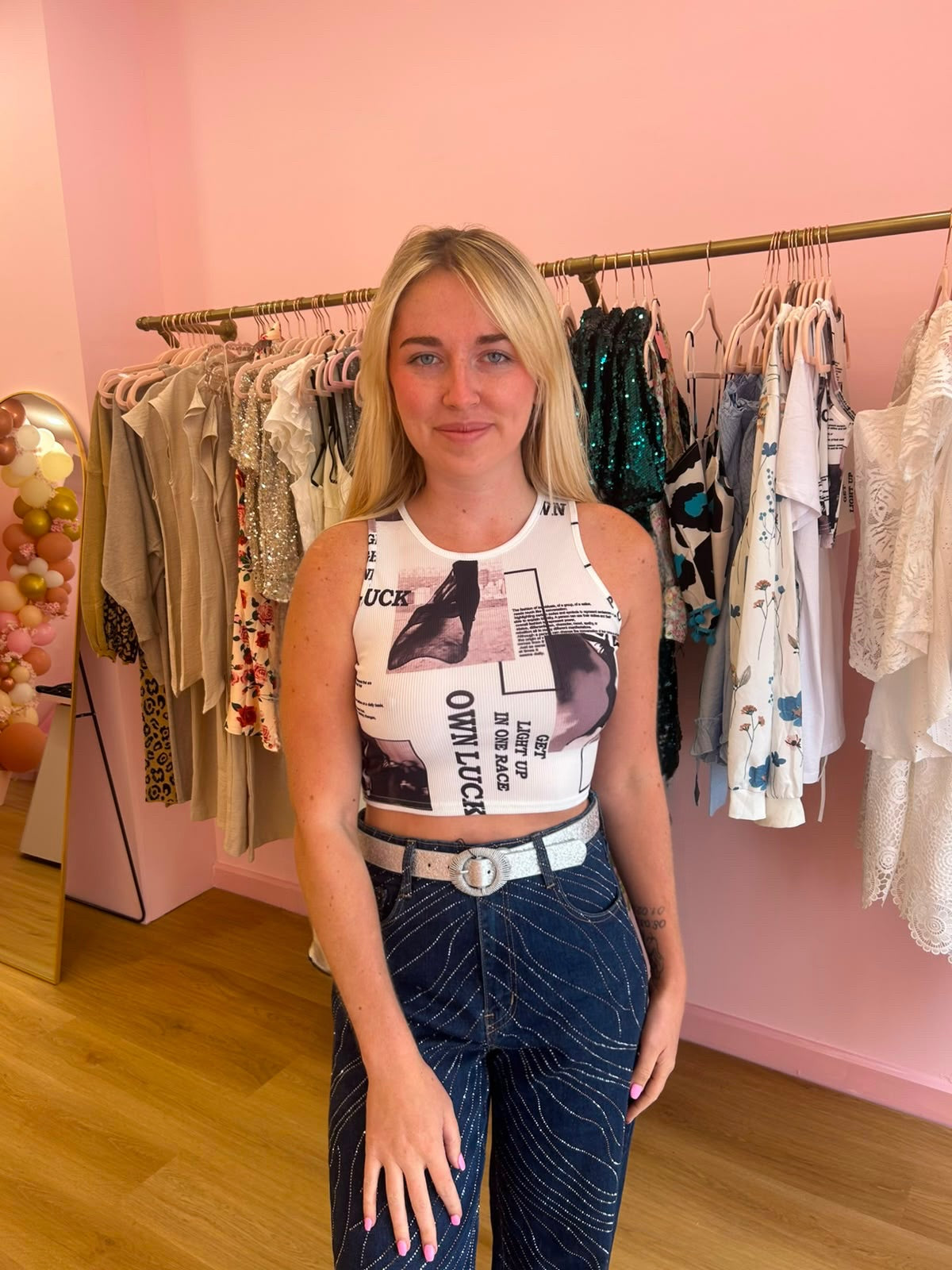 Newspaper Print Crop Top