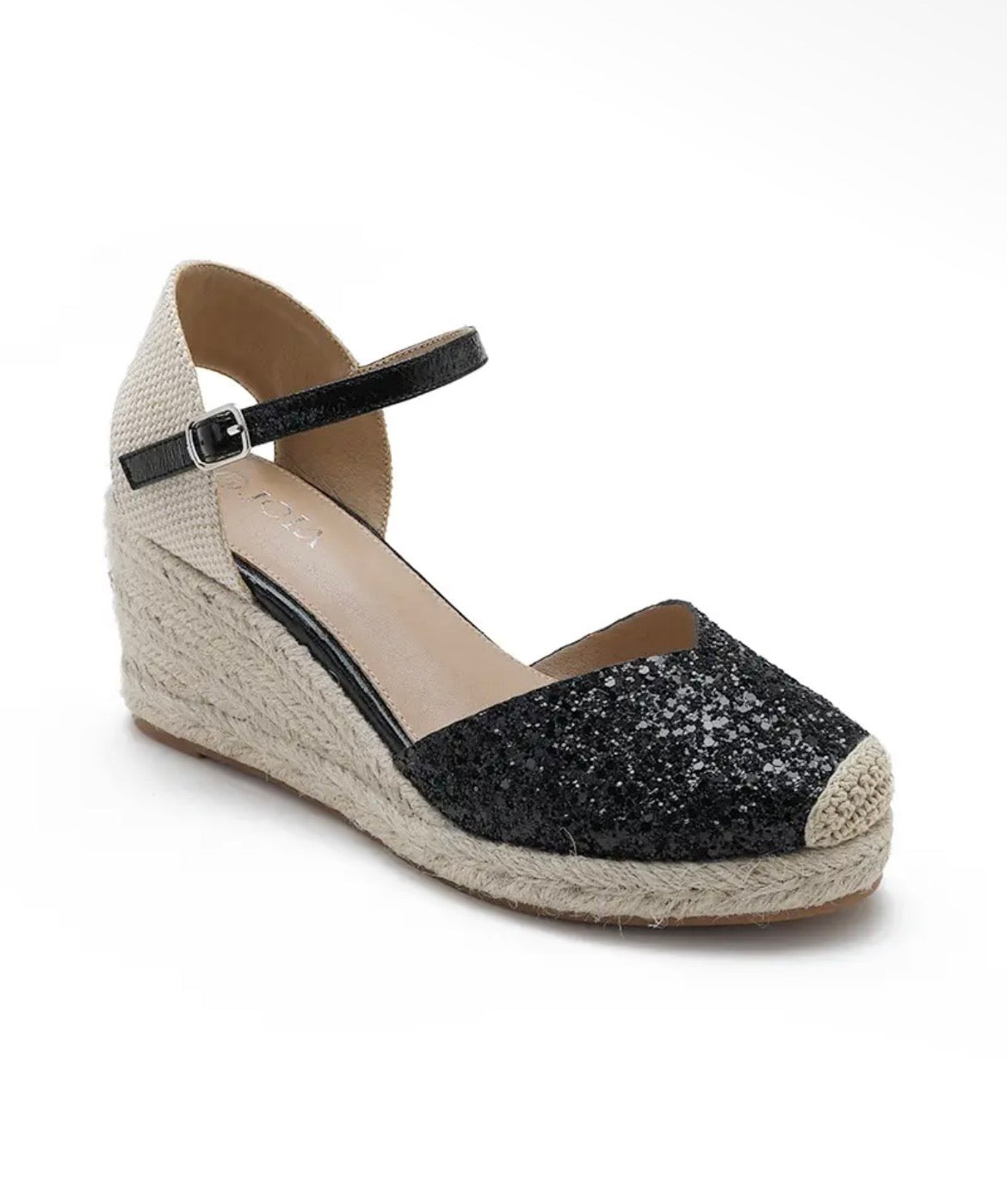Black Glitter Wedges