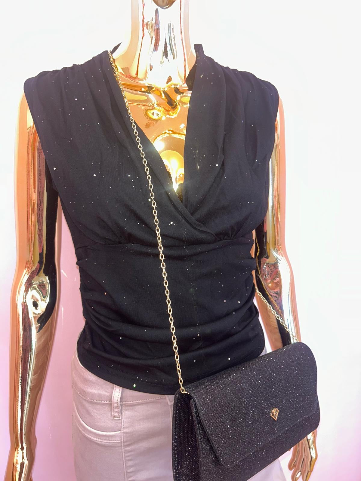 V Neck Sequin Sleeveless Top