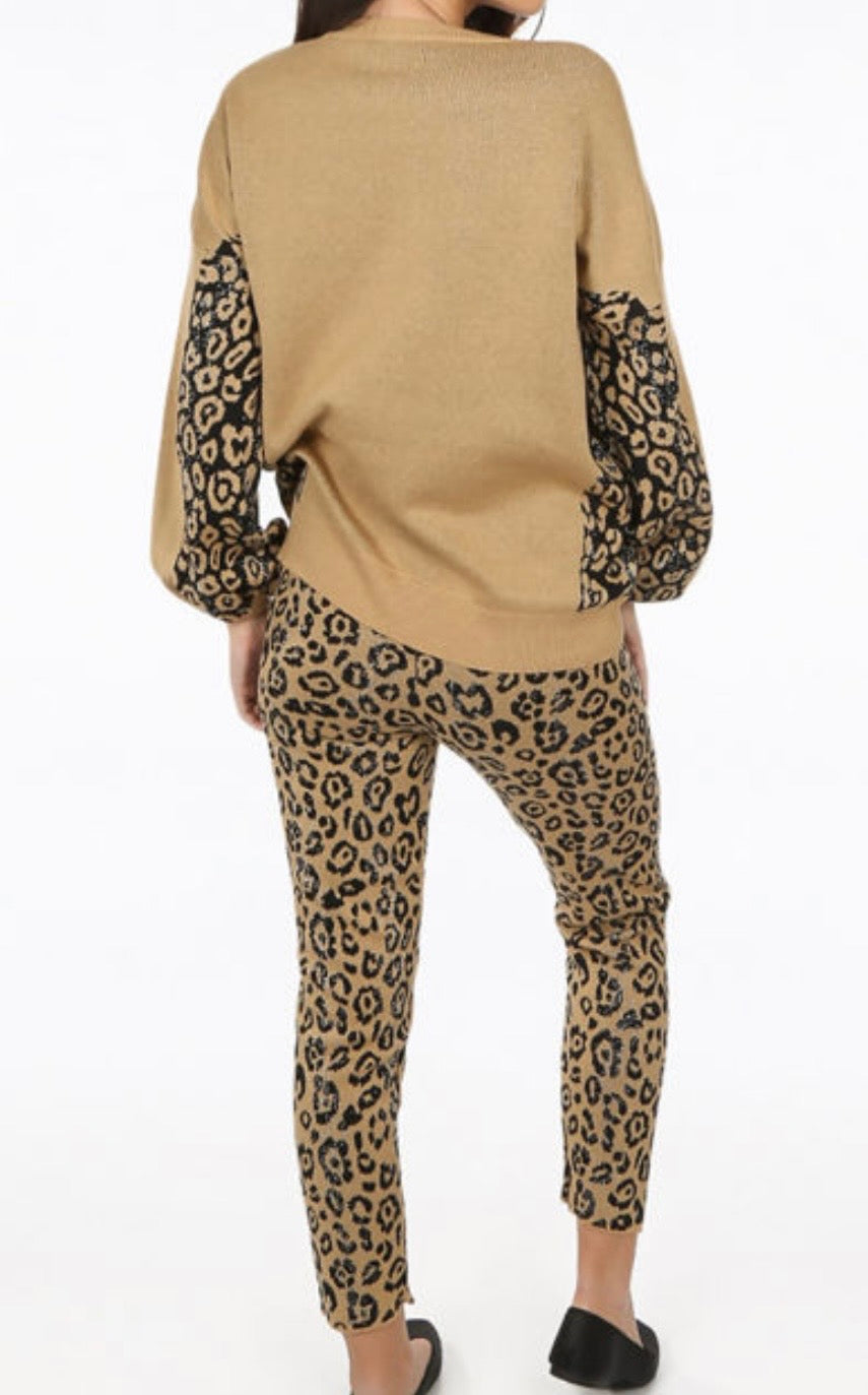 Glitter Leopard Print Lounge Set