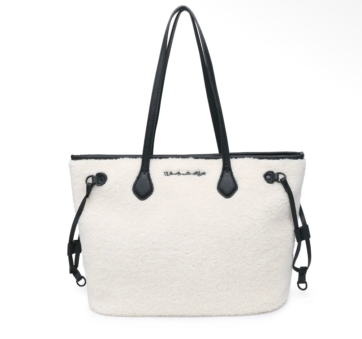 Zip Top Faux Fur Tote Bag
